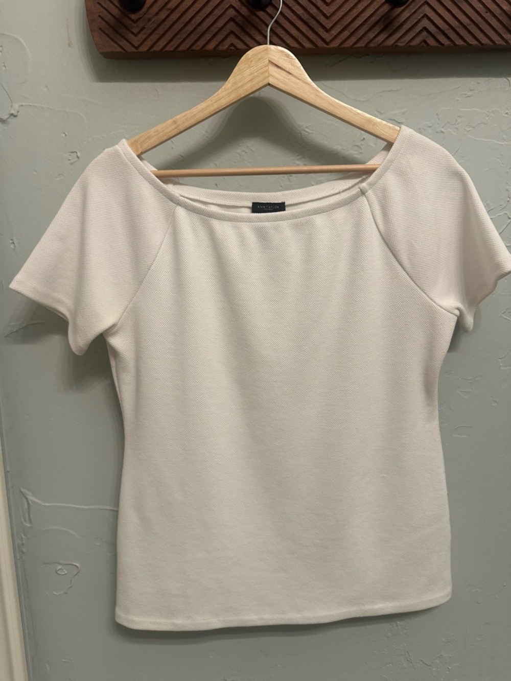 Ann Taylor Factory white Boatneck Short-Sleeve Top